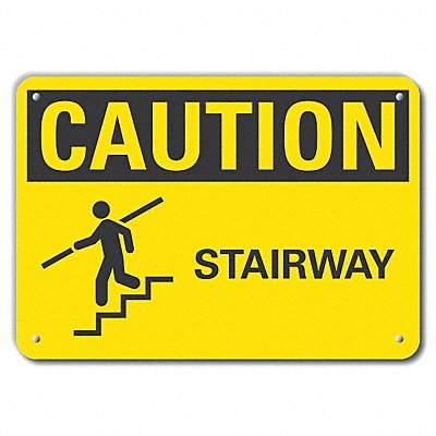 Rflctv Stairs Caution Sign 7x10in Alum