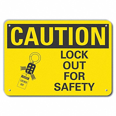 Rflctv Lockout Tagout Caut Sign 10x14in