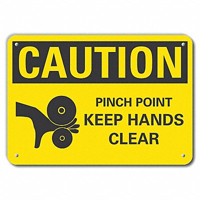 Rflct Pinch Point Caution Sign 7x10in
