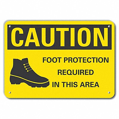 Rflct Foot Caution Sign 10x14in Alum