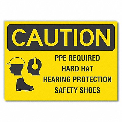 PPE Caution Rflct Label 10 in x 14 in