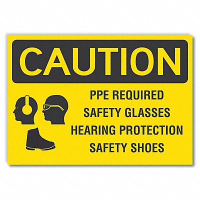 Ppe Caution Rflctv Label 10inx14in