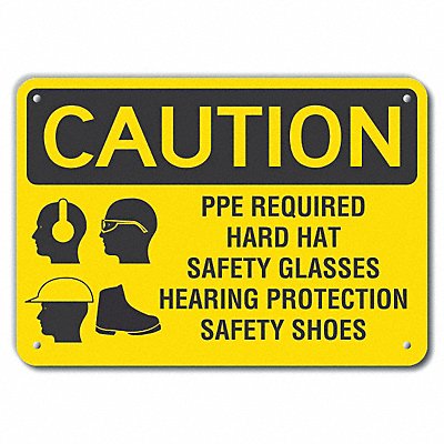 Caution Sign 7 in x 10 in Aluminum