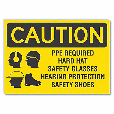 Ppe Caution Rflctv Label 7inx10in