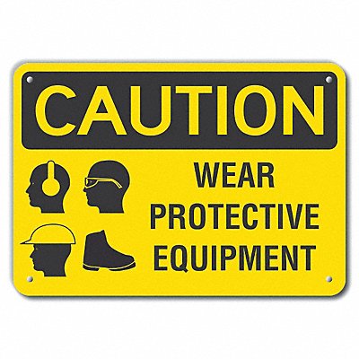 Caution Sign 7 in x 10 in Aluminum