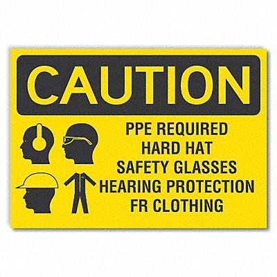 PPE Caution Rflct Label 7 in x 10 in