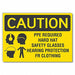 PPE Caution Rflct Label 10 in x 14 in