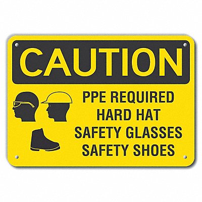 Rflctv Ppe Caution Sign 10x14in Aluminum