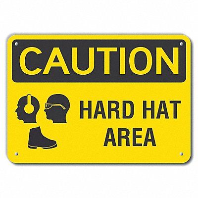 Rflct Hard Hat Caution Sign 7x10in Alum