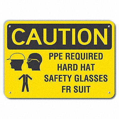 Rflct PPE Caution Sign 7x10in Aluminum