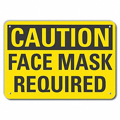 Rflct Face Mask Caution Sign 7x10in Alum