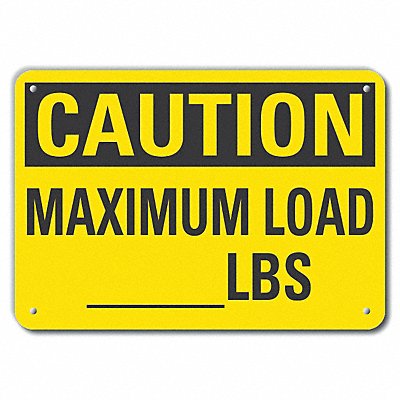 Rflctv Maximum Load Caut Sign 10x14in