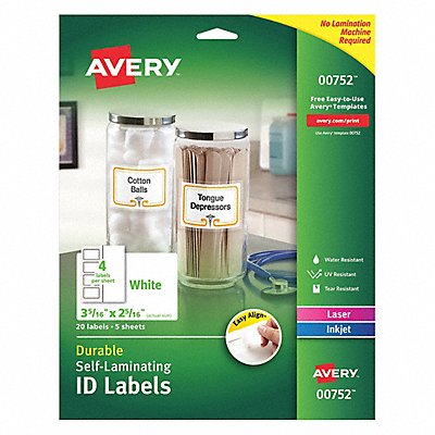 Label 3-5/16 Wx2-5/16 H 20 Labels PK5