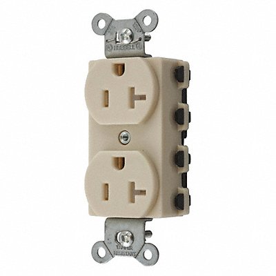 Receptacle Ivory 20 A 2P3W Back 1PK