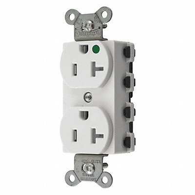 Receptacle White 20 A 2P3W Back 1PK