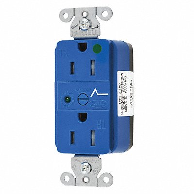 Receptacle Blue 15 A 2P3W Back 1PK