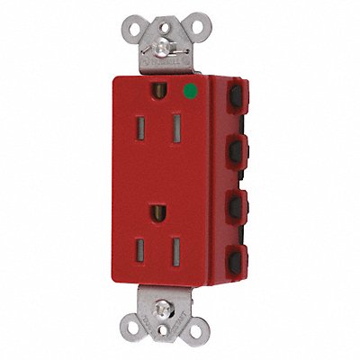 Receptacle Red 15 A 2P3W Back 1PK