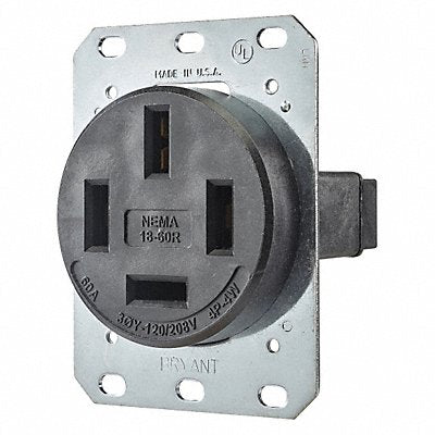 Receptacle Blk 60A Thermoplastic Polymer