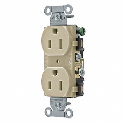 Receptacle Ivory 15A Nylon 2 Poles