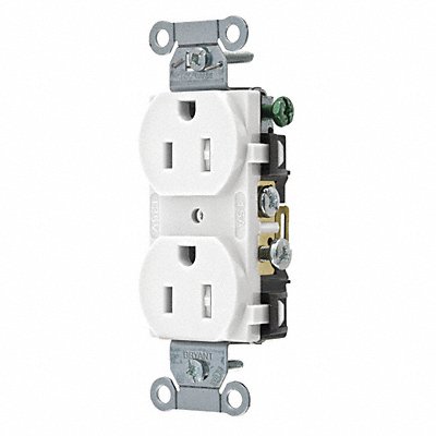 Receptacle White Nylon 0.5 HP 2 Poles