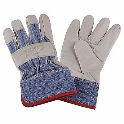 D1575 Leather Gloves Beige/Blue XL