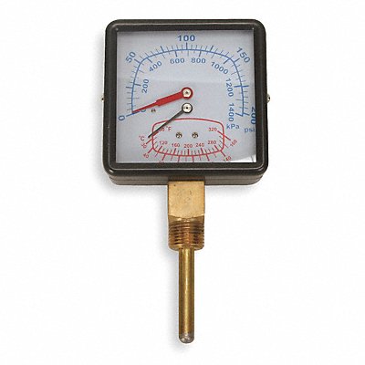 Boiler Gauge Square 0-200PSI 80 to 320 F