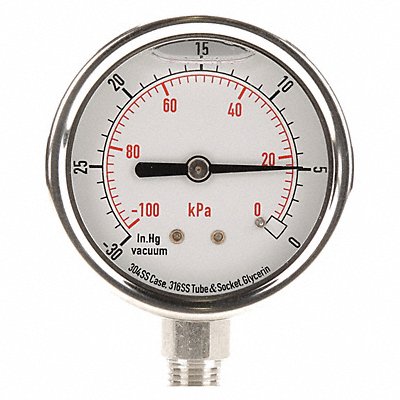 D1364 Vacuum Gauge Liquid Filled 2-1/2 In