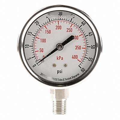 D1364 Pressure Gauge Liquid Filled 2-1/2 In