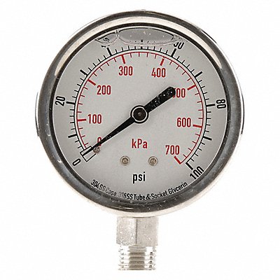 D1364 Pressure Gauge Liquid Filled 2-1/2 In