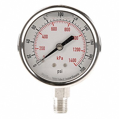 D1364 Pressure Gauge Liquid Filled 2-1/2 In