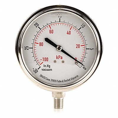 D1368 Vacuum Gauge Liquid Filled 3-1/2 In