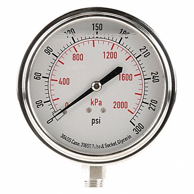 D1368 Pressure Gauge Liquid Filled 3-1/2 In