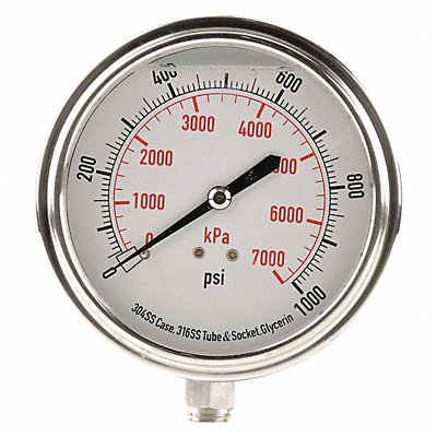 D1368 Pressure Gauge Liquid Filled 3-1/2 In