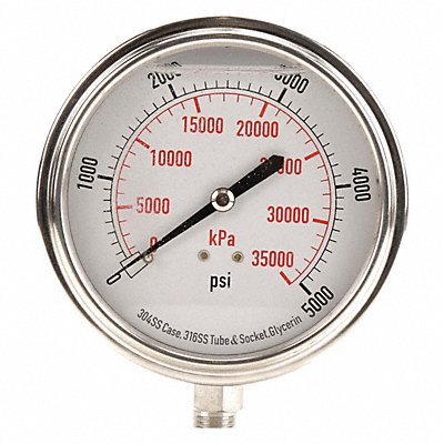 D1368 Pressure Gauge Liquid Filled 3-1/2 In