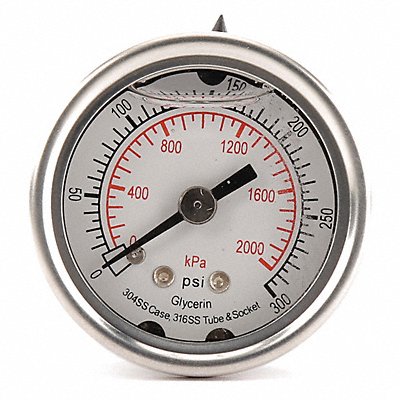 D1356 Pressure Gauge Liquid Filled 1-1/2 In