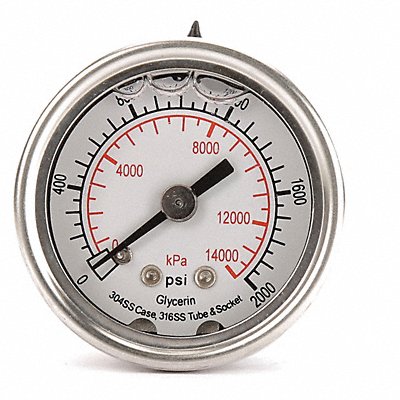 D1356 Pressure Gauge Liquid Filled 1-1/2 In