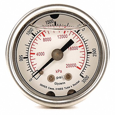 D1356 Pressure Gauge Liquid Filled 1-1/2 In