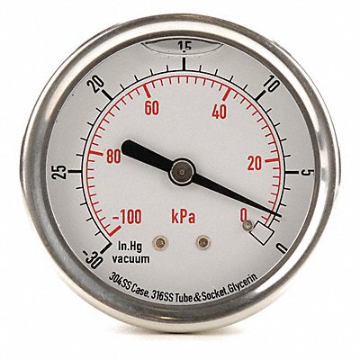 D1365 Vacuum Gauge Liquid Filled 2-1/2 In