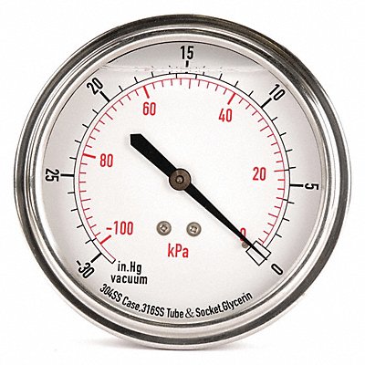 D1369 Vacuum Gauge Liquid Filled 3-1/2 In