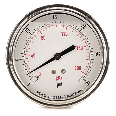 D1369 Pressure Gauge Liquid Filled 3-1/2 In