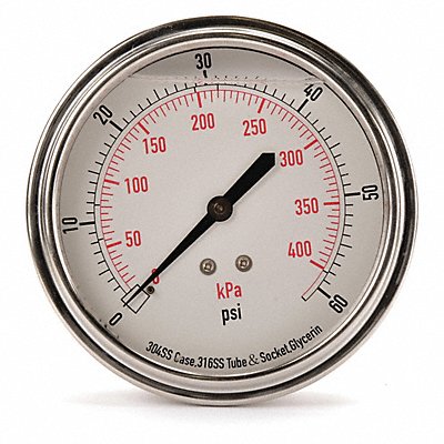 D1369 Pressure Gauge Liquid Filled 3-1/2 In