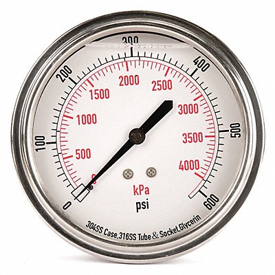 D1369 Pressure Gauge Liquid Filled 3-1/2 In