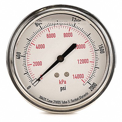 D1369 Pressure Gauge Liquid Filled 3-1/2 In