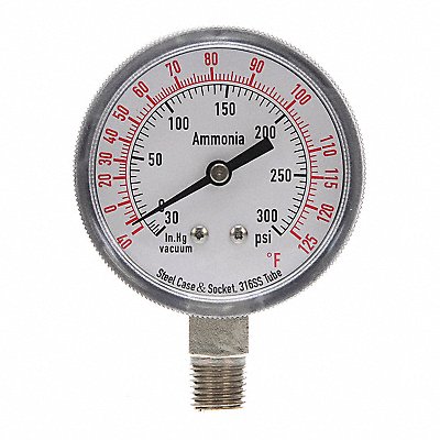 Compound Gauge Ammonia 2 1/2 In 300 Psi