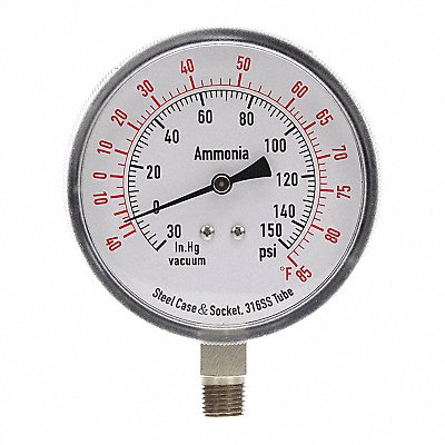 Compound Gauge Ammonia 3 1/2 In 150 Psi