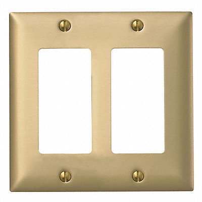 Rocker Wall Plate Stnd Brass 2Gng Brsh