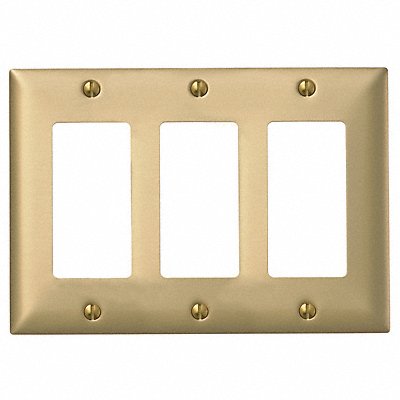 Rocker Wall Plate 3 Gang Brass