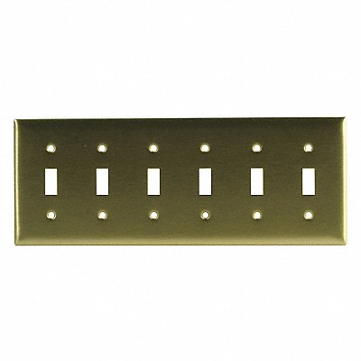 Toggle Switch Wall Plate 6 Gang Brass