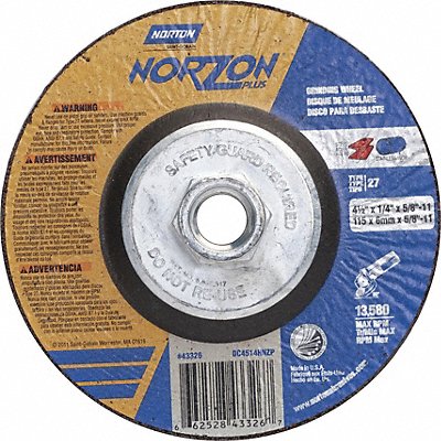 Depressed Ctr Wheel T27 4-1/2in 5/8in-11