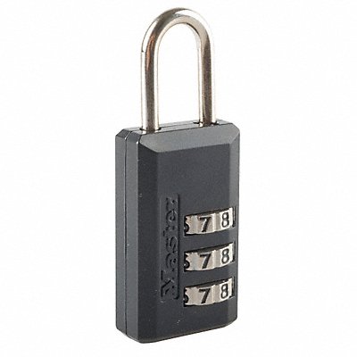 Luggage Padlock 1 1/2 in Rectangle Black